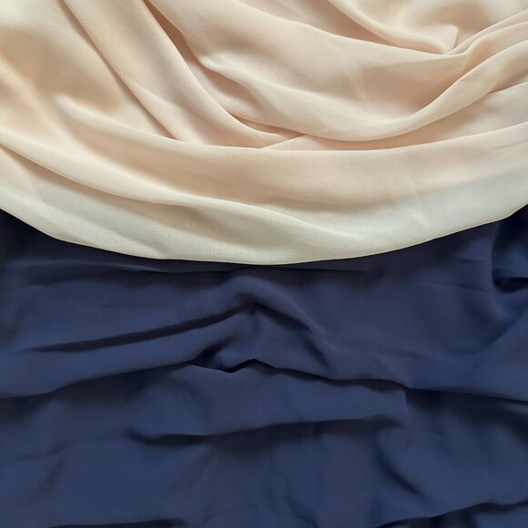 EXPRESS (Size 10) Light Pink Dark Blue Crepe Chiffon Ruched Dress Sleeveless - Picture 3 of 11